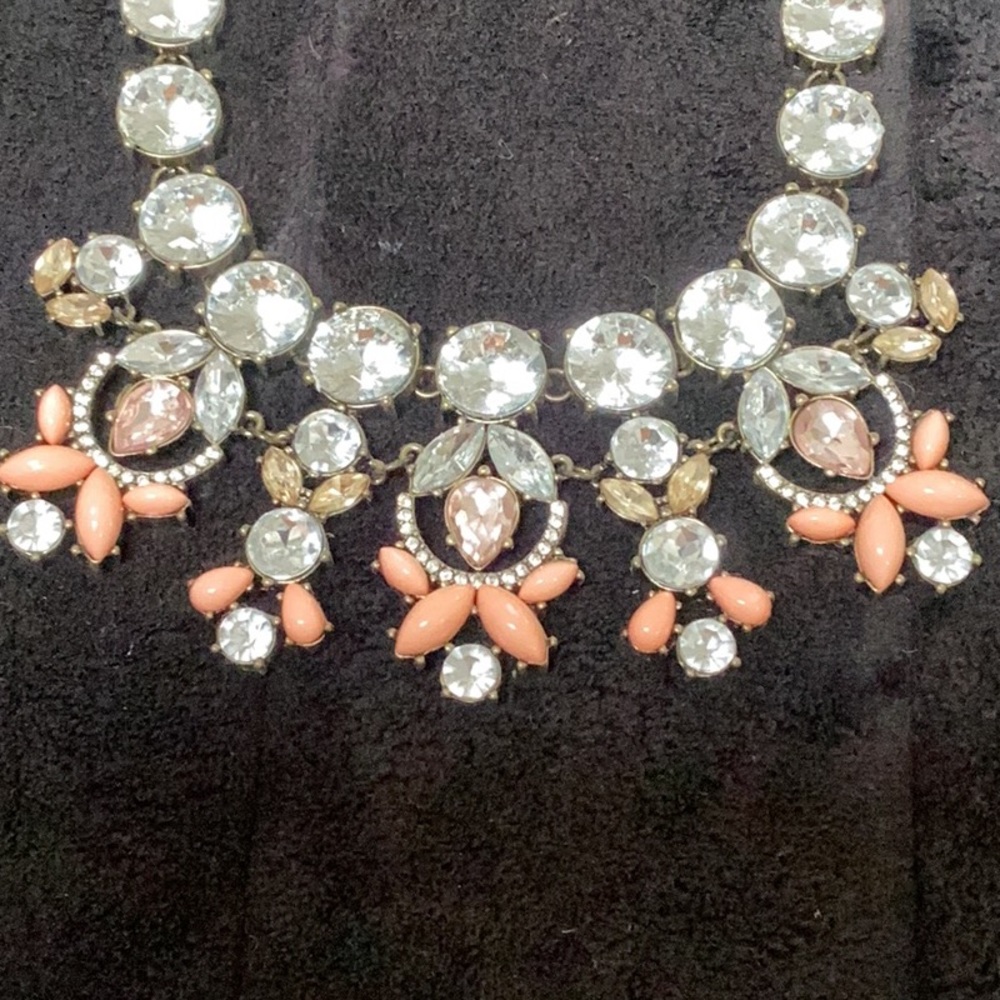 Anthropologie Pink & rhinestone statement piece necklace